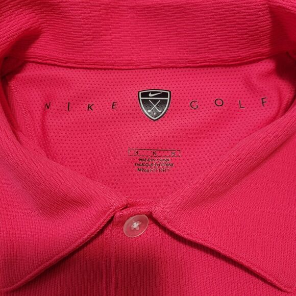 Nike Mens M Pink Short Sleeve Performance Preppy Collared Button Polo Golf Shirt - Picture 3 of 9